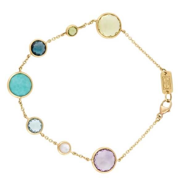 IPPOLITA 18K 750 YELLOW GOLD LOLLITINI 7-STONE LINK BRACELET - Picture 2 of 8